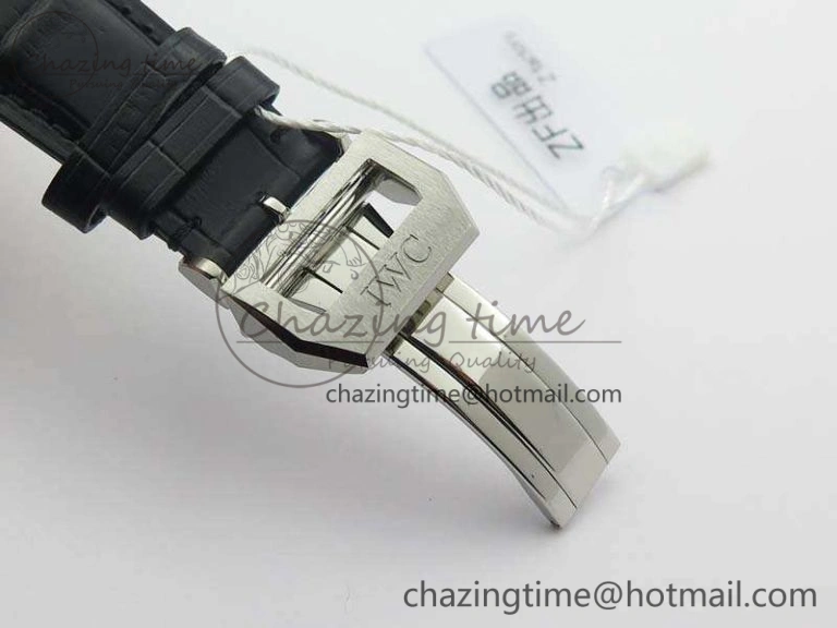 Portuguese IW371491 ZF 1:1 Best Edition SS Blue Dial On Leather Strap A79350 (Slim Movement) V3