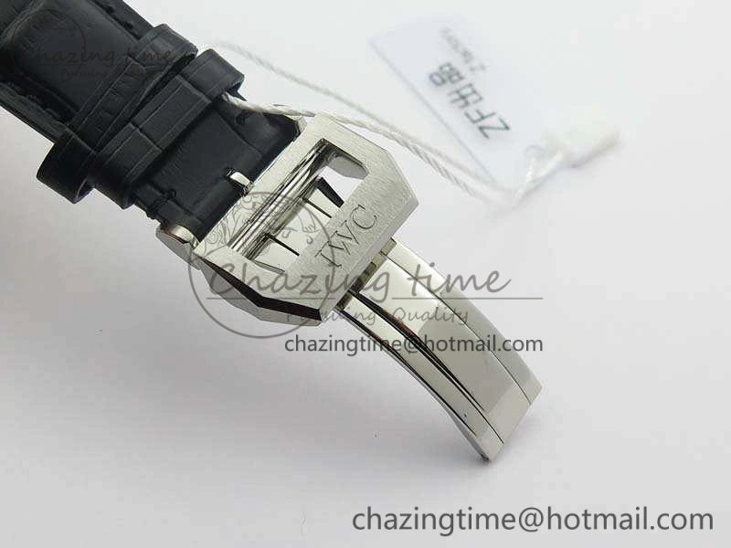 Portuguese IW371491 ZF 1:1 Best Edition SS Blue Dial On Leather Strap A79350 (Slim Movement) V3