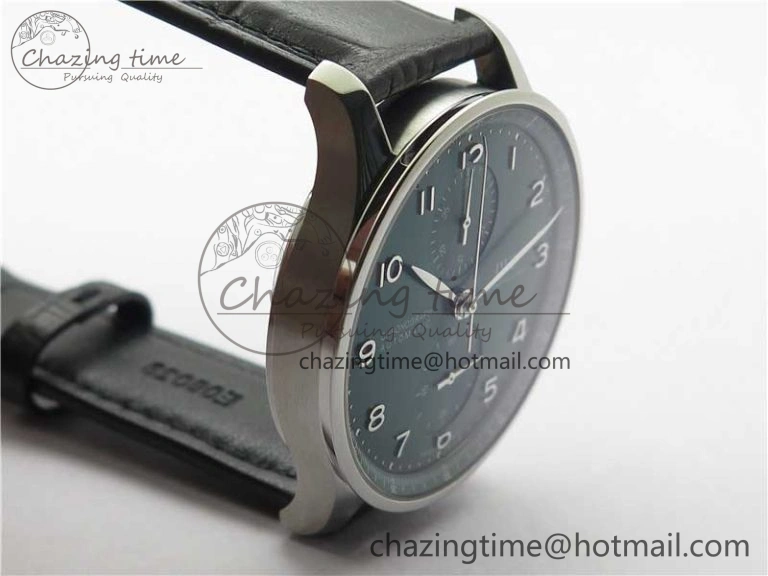 Portuguese IW371615 ZF 1:1 Best Edition SS Green Dial on Black Leather Strap A96355 V3