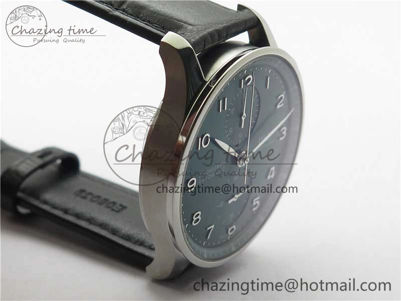Portuguese IW371615 ZF 1:1 Best Edition SS Green Dial on Black Leather Strap A96355 V3