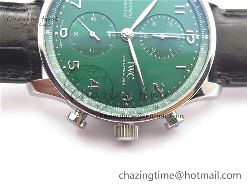 Portuguese IW371615 ZF 1:1 Best Edition SS Green Dial on Black Leather Strap A96355 V3