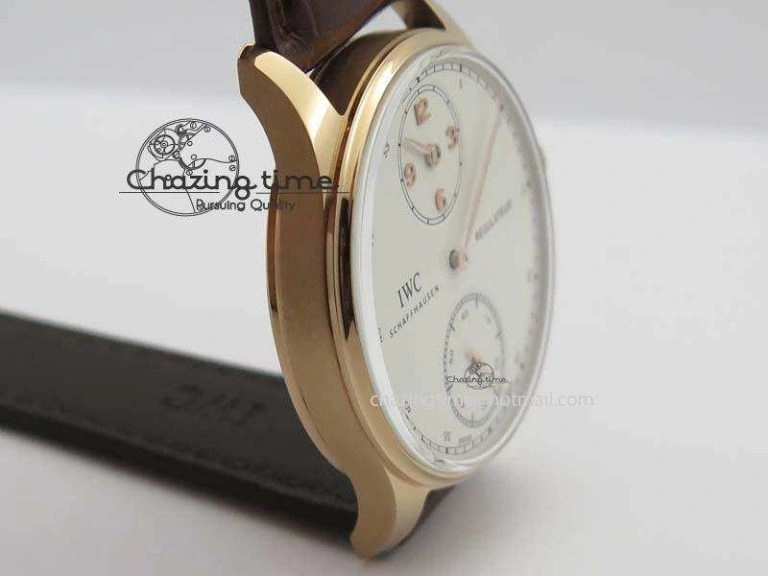 Portuguese IW5444 RG White Dial RG Numbers On Brown Leather Strap A6498