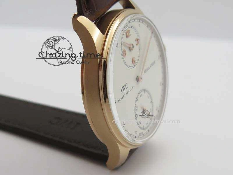 Portuguese IW5444 RG White Dial RG Numbers On Brown Leather Strap A6498