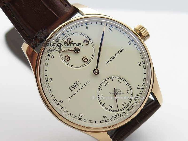 Portuguese IW5444 RG White Dial RG Numbers On Brown Leather Strap A6498