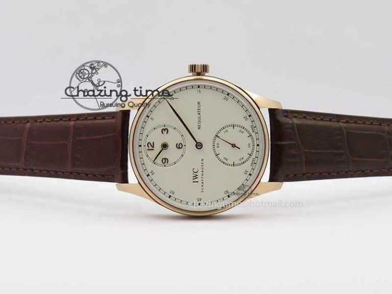 Portuguese IW5444 RG White Dial RG Numbers On Brown Leather Strap A6498