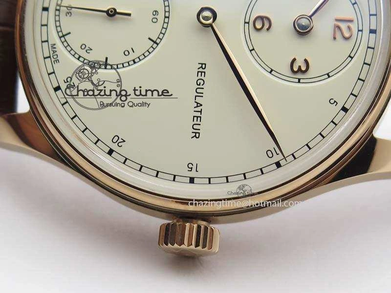 Portuguese IW5444 RG White Dial RG Numbers On Brown Leather Strap A6498