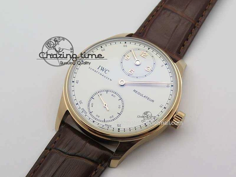 Portuguese IW5444 RG White Dial RG Numbers On Brown Leather Strap A6498