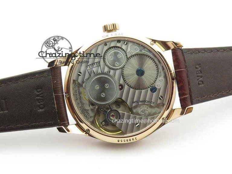 Portuguese IW5444 RG White Dial RG Numbers On Brown Leather Strap A6498