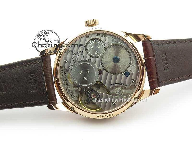 Portuguese IW5444 RG White Dial RG Numbers On Brown Leather Strap A6498