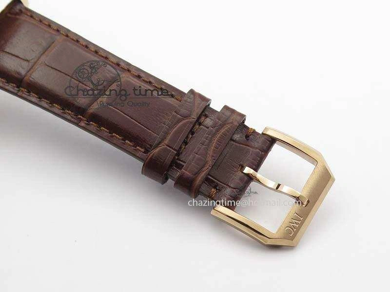 Portuguese IW5444 RG White Dial RG Numbers On Brown Leather Strap A6498
