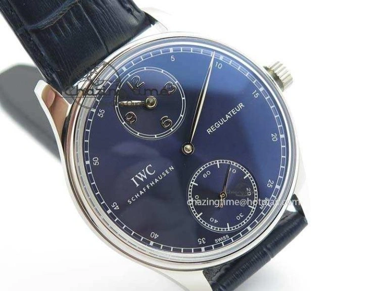 Portuguese IW5444 SS Blue Dial On Blue Leather Strap A6498