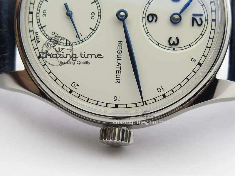 Portuguese IW5444 SS White Dial Blue Numbers On Blue Leather Strap A6498
