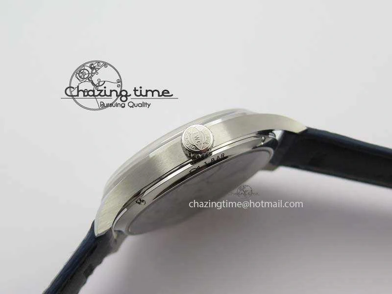 Portuguese IW5444 SS White Dial Blue Numbers On Blue Leather Strap A6498