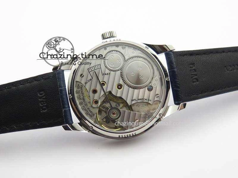 Portuguese IW5444 SS White Dial Blue Numbers On Blue Leather Strap A6498