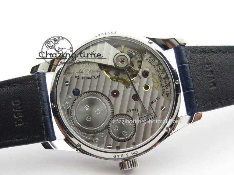 Portuguese IW5444 SS White Dial Blue Numbers On Blue Leather Strap A6498