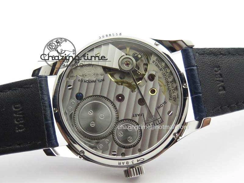 Portuguese IW5444 SS White Dial Blue Numbers On Blue Leather Strap A6498