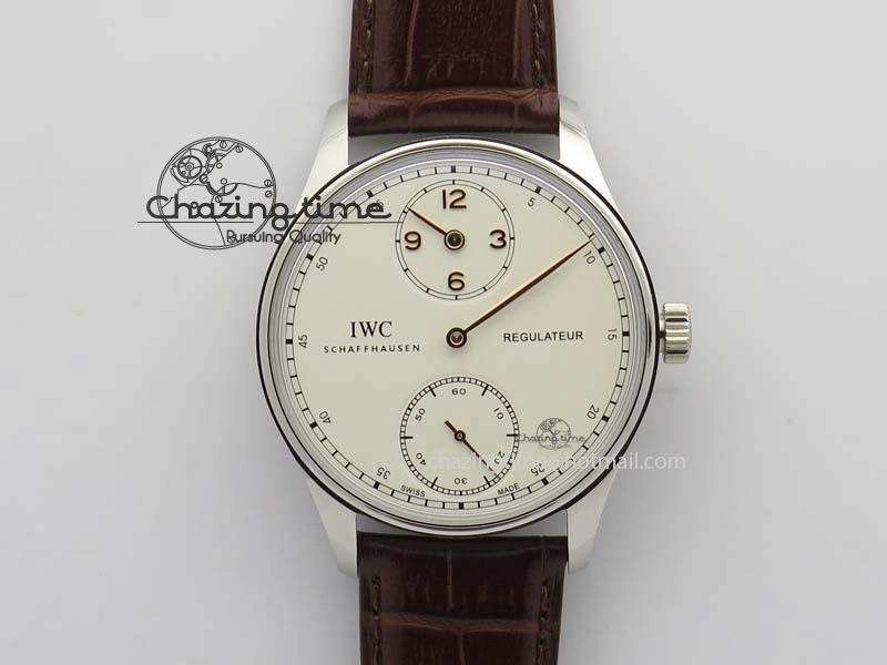 Portuguese IW5444 SS White Dial RG Numbers On Brown Leather Strap A6498