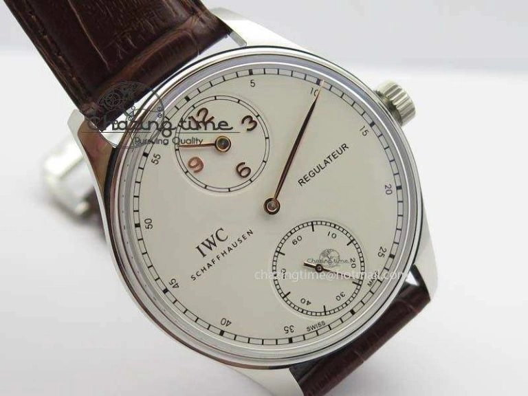 Portuguese IW5444 SS White Dial RG Numbers On Brown Leather Strap A6498