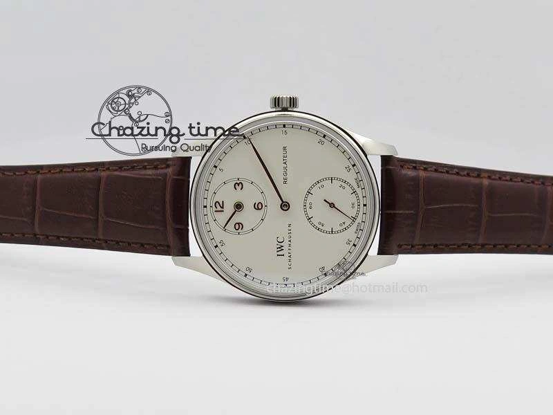 Portuguese IW5444 SS White Dial RG Numbers On Brown Leather Strap A6498