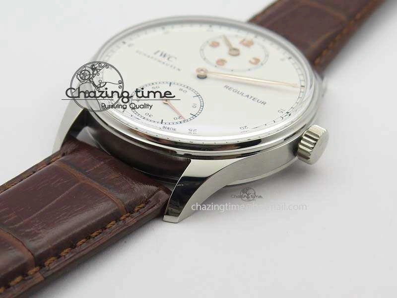 Portuguese IW5444 SS White Dial RG Numbers On Brown Leather Strap A6498