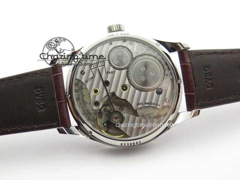 Portuguese IW5444 SS White Dial RG Numbers On Brown Leather Strap A6498