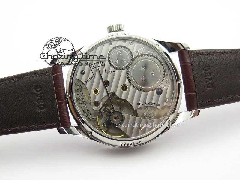 Portuguese IW5444 SS White Dial RG Numbers On Brown Leather Strap A6498