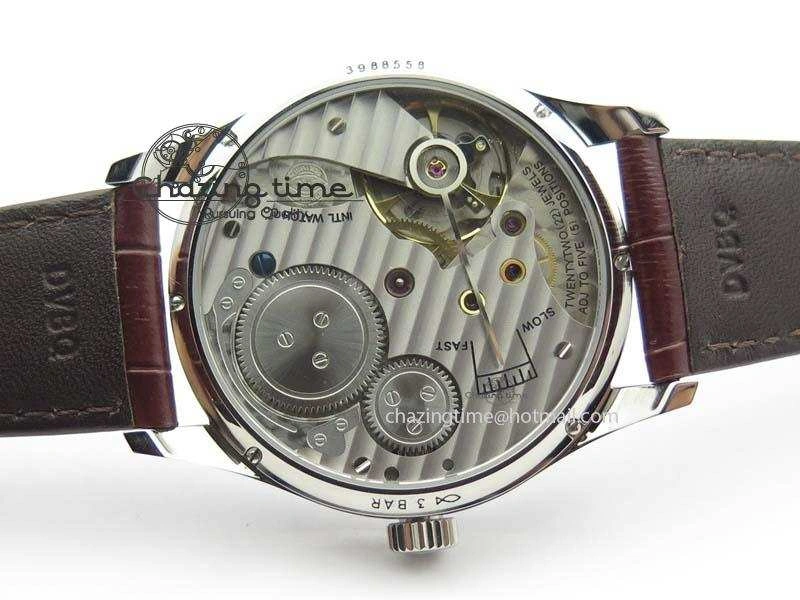 Portuguese IW5444 SS White Dial RG Numbers On Brown Leather Strap A6498