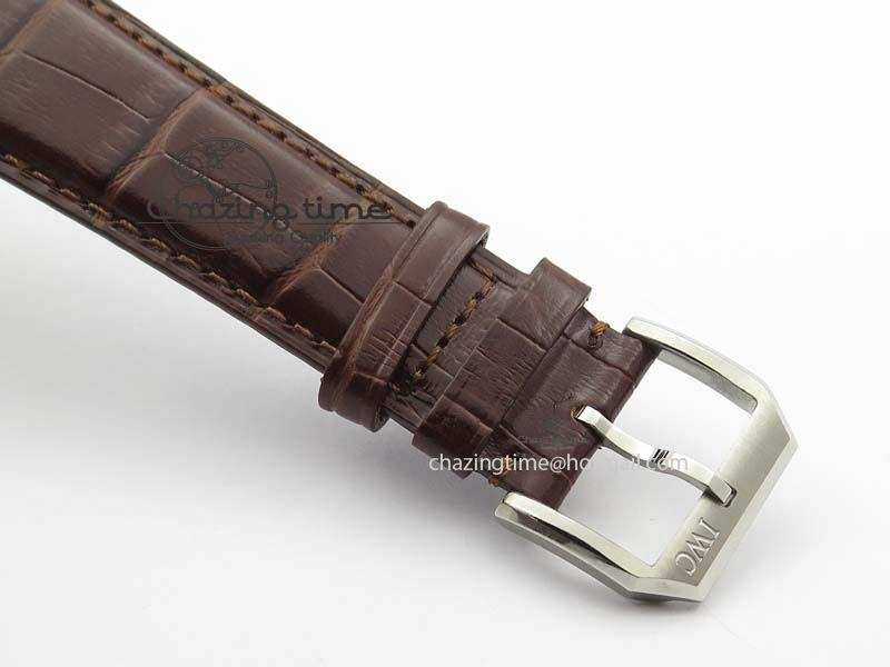 Portuguese IW5444 SS White Dial RG Numbers On Brown Leather Strap A6498