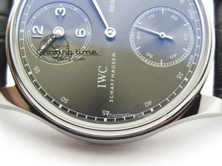 Portuguese IW544404 SS Gray Dial On Black Leather Strap A6498