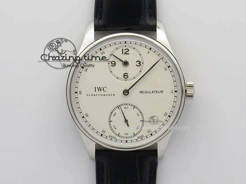 Portuguese IW544404 SS White Dial On Black Leather Strap A6498