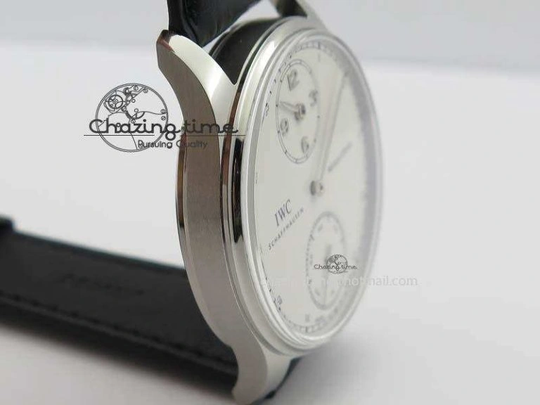 Portuguese IW544404 SS White Dial On Black Leather Strap A6498
