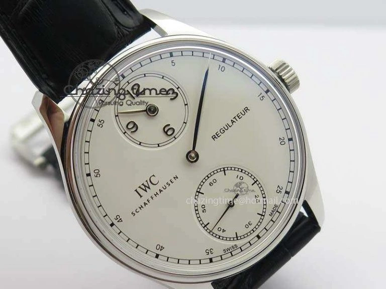 Portuguese IW544404 SS White Dial On Black Leather Strap A6498