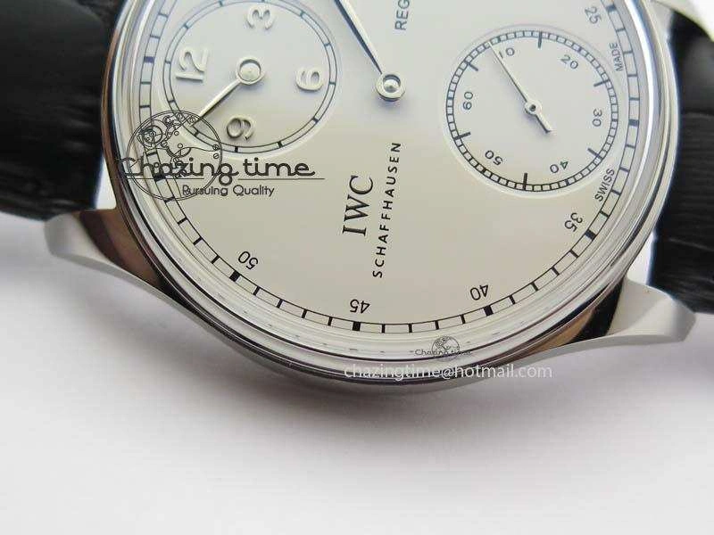 Portuguese IW544404 SS White Dial On Black Leather Strap A6498