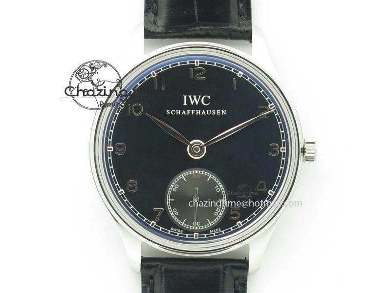 Portuguese IW545407 Black Dial ZF 1:1 Best Edition On Dark Blue Leather Strap