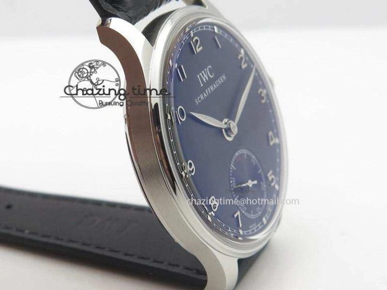 Portuguese IW545407 Black Dial ZF 1:1 Best Edition On Dark Blue Leather Strap