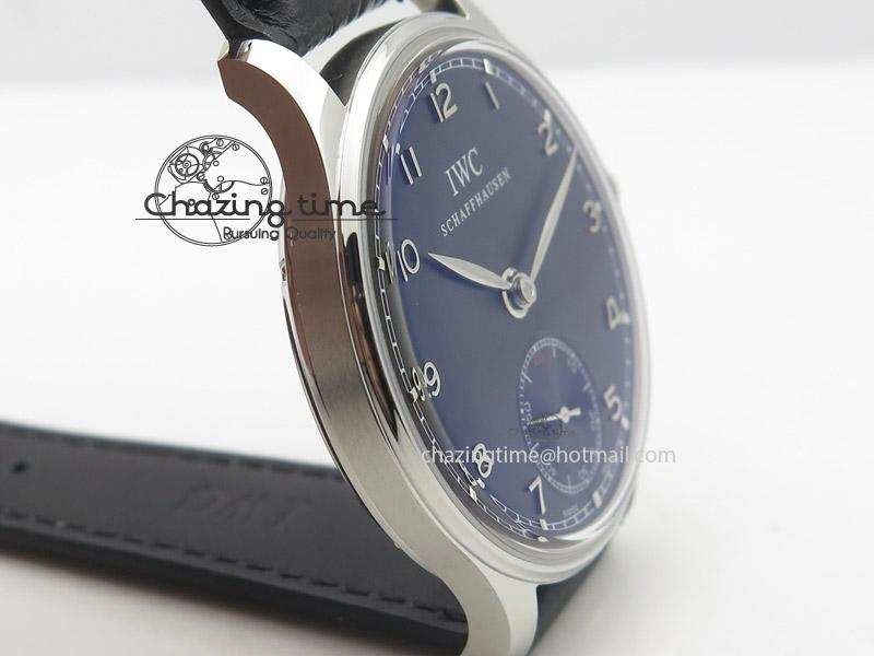 Portuguese IW545407 Black Dial ZF 1:1 Best Edition On Dark Blue Leather Strap