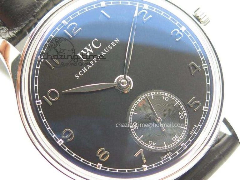 Portuguese IW545407 Black Dial ZF 1:1 Best Edition On Dark Blue Leather Strap