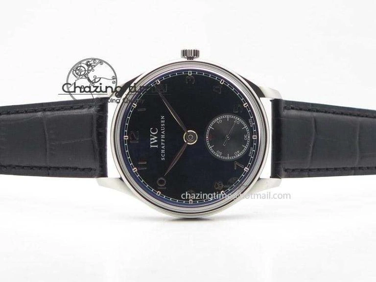 Portuguese IW545407 Black Dial ZF 1:1 Best Edition On Dark Blue Leather Strap