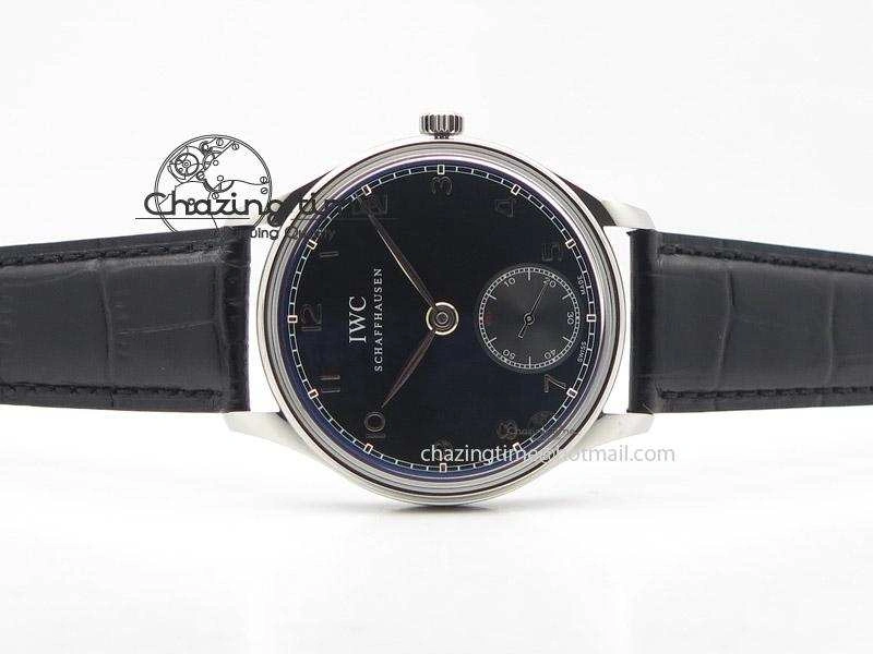 Portuguese IW545407 Black Dial ZF 1:1 Best Edition On Dark Blue Leather Strap