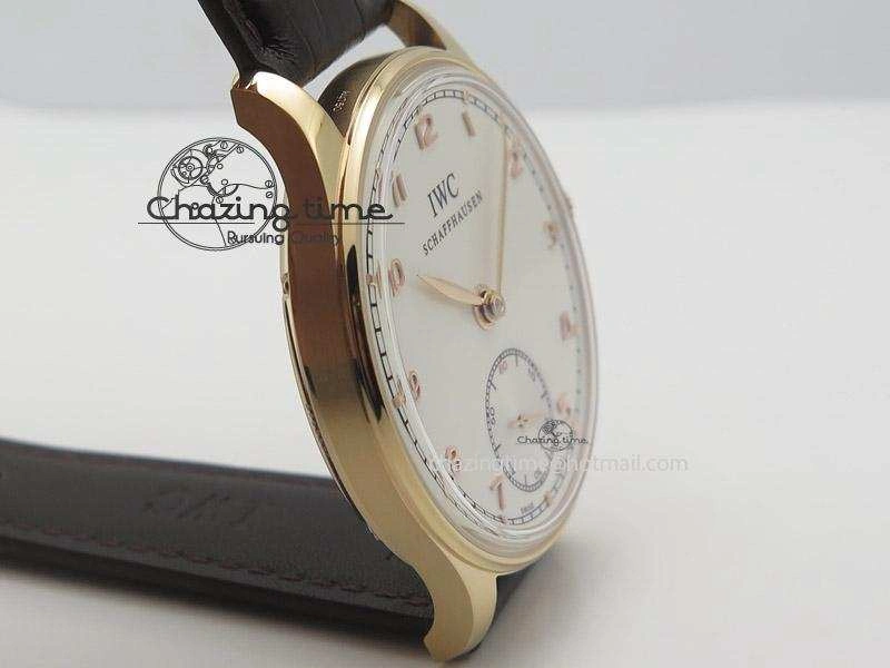 Portuguese IW545409 RG ZF 1:1 Best Edition White Dial On Brown Leather Strap A6498