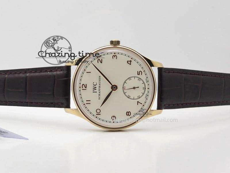 Portuguese IW545409 RG ZF 1:1 Best Edition White Dial On Brown Leather Strap A6498