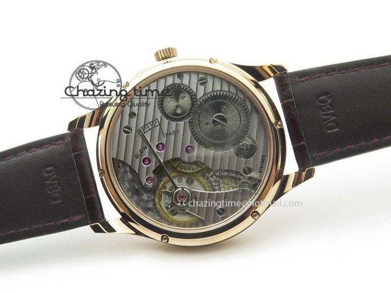 Portuguese IW545409 RG ZF 1:1 Best Edition White Dial On Brown Leather Strap A6498