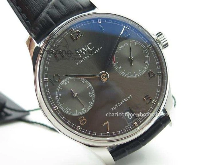 Portuguese Real PR IW500106 ZF 1:1 Best Edition Grey Dial On Black Leather Strap A52010 V3