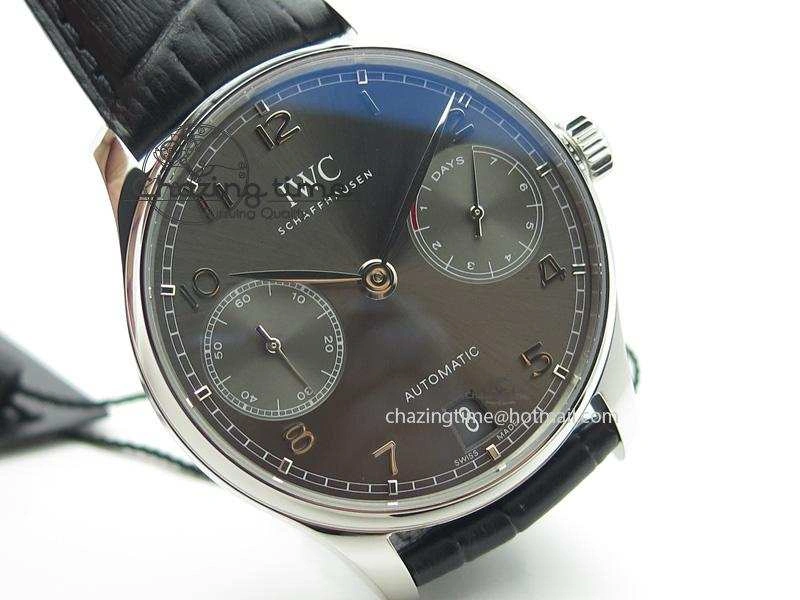 Portuguese Real PR IW500106 ZF 1:1 Best Edition Grey Dial On Black Leather Strap A52010 V3