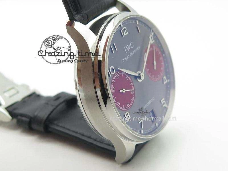 Portuguese Real PR IW500126 ZF 1:1 Best Edition Grey Red Dial On Black Leather Strap A52010 V2