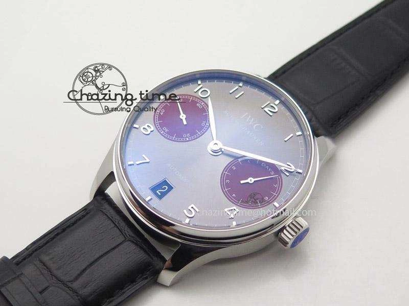 Portuguese Real PR IW500126 ZF 1:1 Best Edition Grey Red Dial On Black Leather Strap A52010 V2