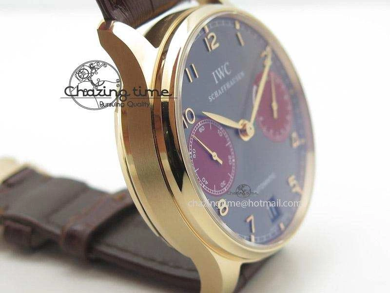 Portuguese Real PR IW500127 RG ZF 1:1 Best Edition Grey Red Dial On Brown Leather Strap A52010 V2