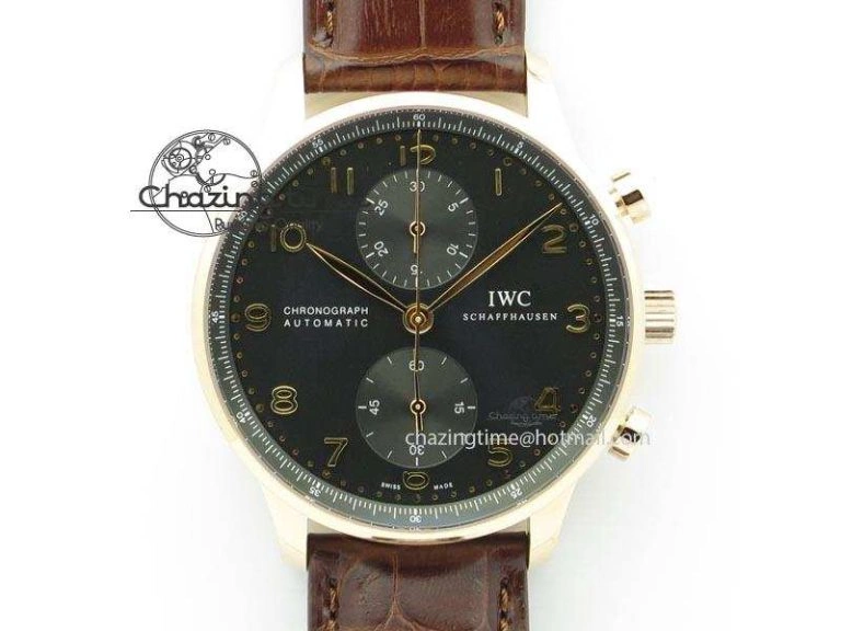 Portuguese Real PR IW500127 RG ZF 1:1 Best Edition Grey Red Dial On Brown Leather Strap A52010 V2