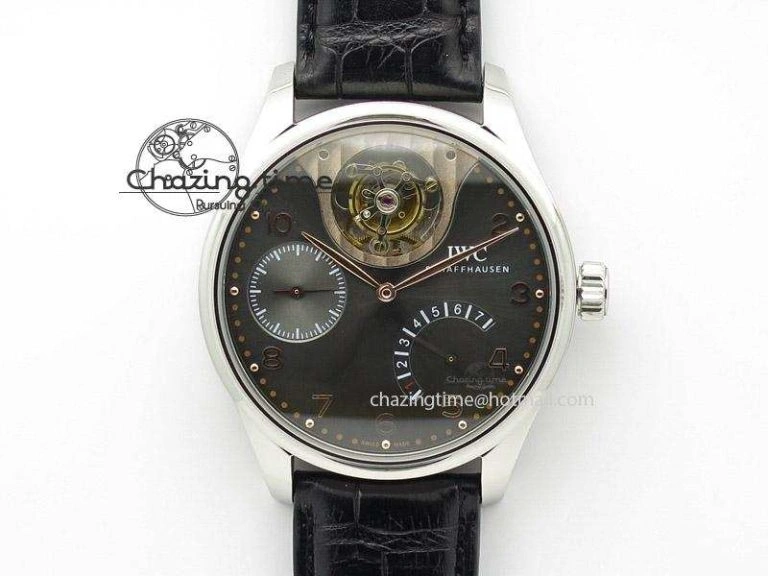 Portuguese Real PR IW500127 RG ZF 1:1 Best Edition Grey Red Dial On Brown Leather Strap A52010 V2