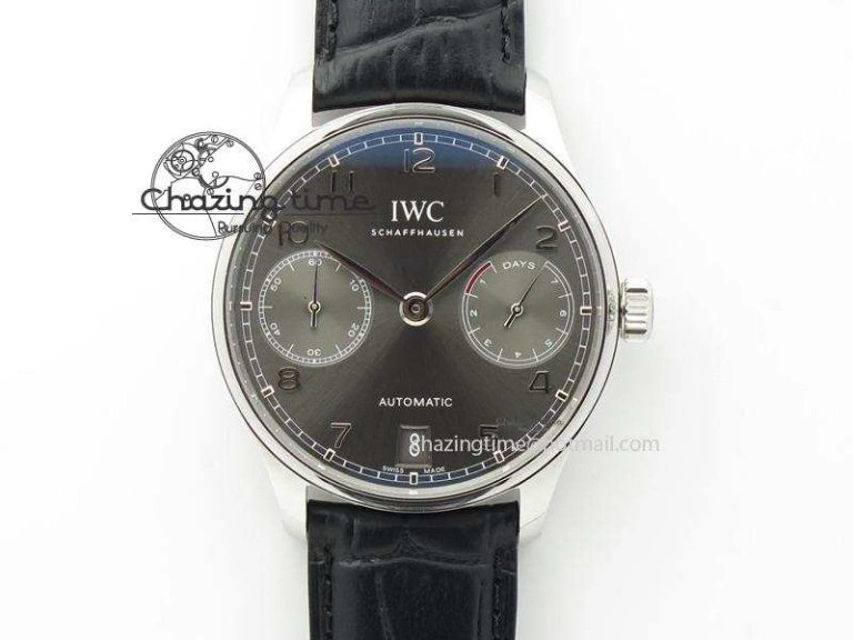 Portuguese Real PR IW500127 RG ZF 1:1 Best Edition Grey Red Dial On Brown Leather Strap A52010 V2